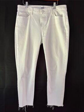 PAIGE White High-Rise Slim Jeans with Raw Hem